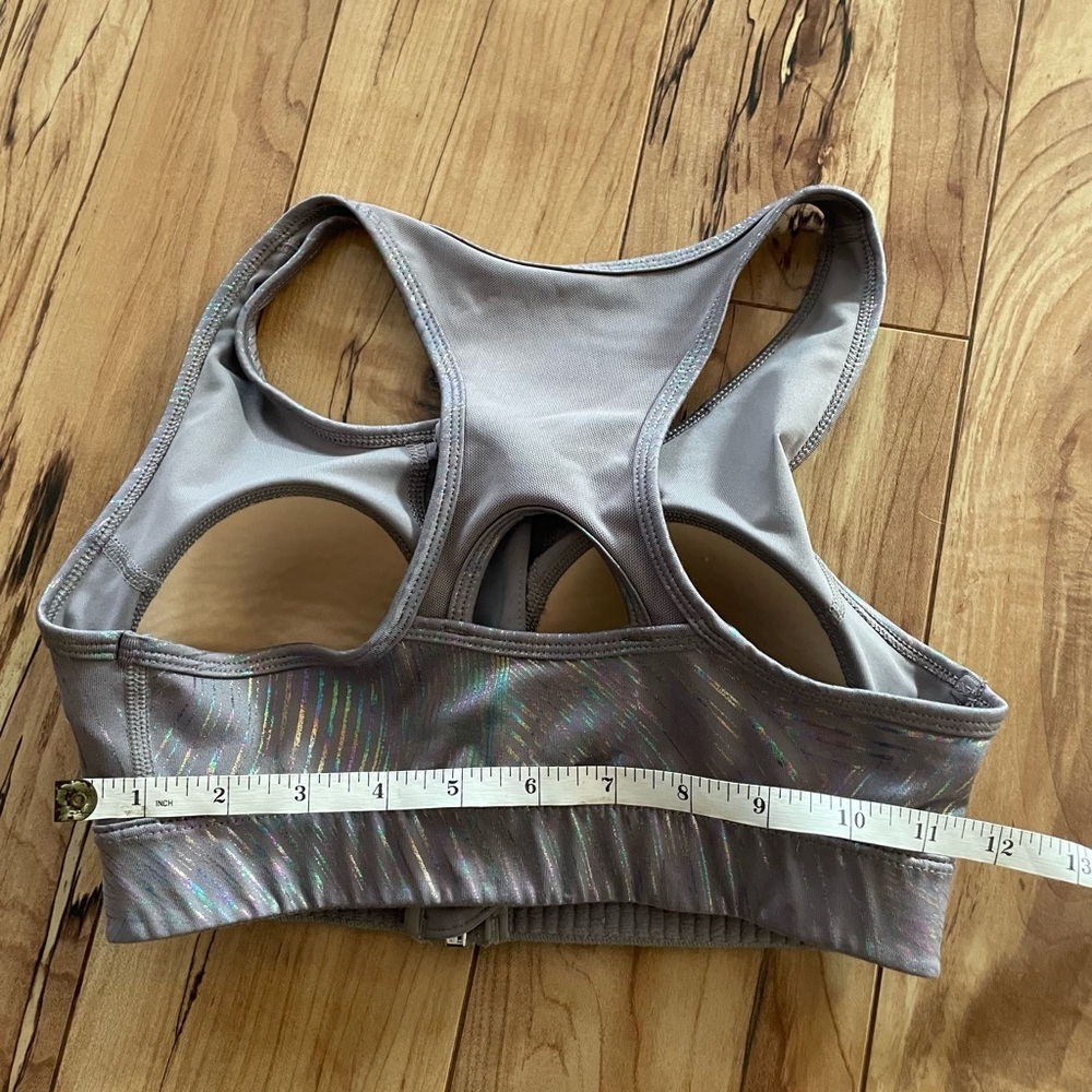 Fila rainbow stripe Sports Bra front zip size XS holographic - Picture 5 of 10